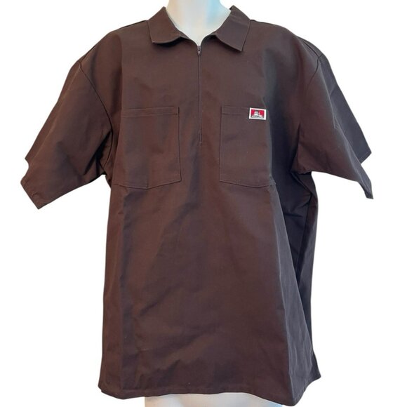 Ben Davis Men’s 3XL Brown Short Sleeve 1/2 Zip Shirt Pullover Chest Pockets New - Picture 1 of 4